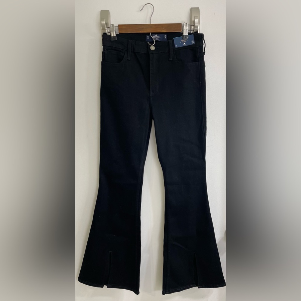 Hollister High-Rise Black Split Hem Vintage Flare Jeans Size 7